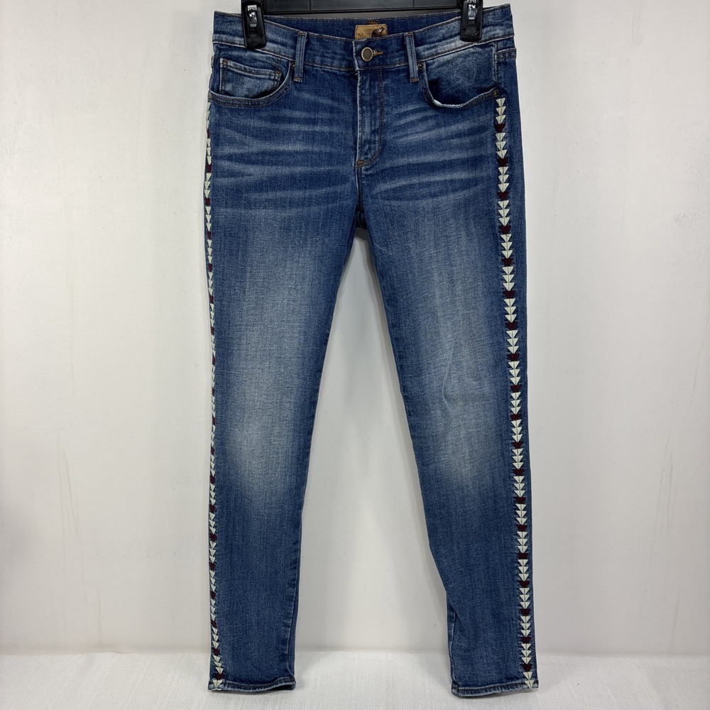 Driftwood Jeans Marilyn Classic Fit Skinny Aztec Embroidered Denim Size 27